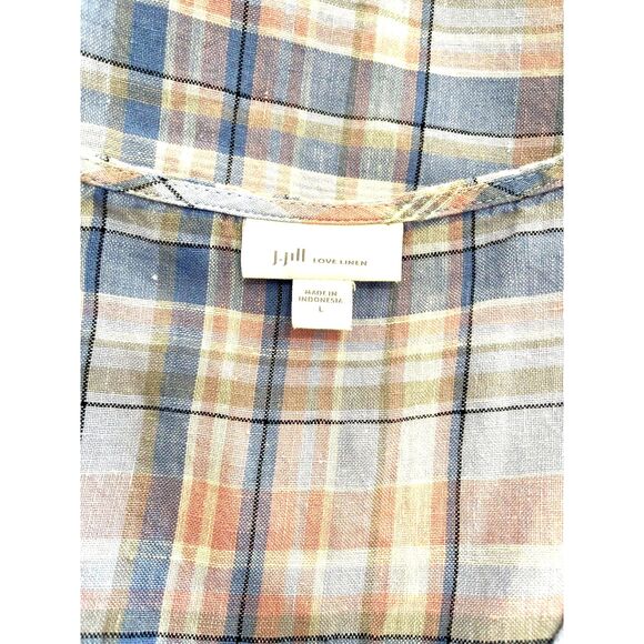 J. Jill love linen maxi dress plaid blue resortwear beach coastal casual women L - Picture 8 of 9